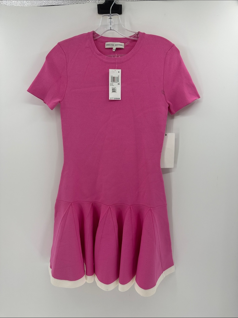 English Factory Women's Pleated Skirt Drop-Waist Dress - Pink/White - XS - NWT - Picture 2 of 8
